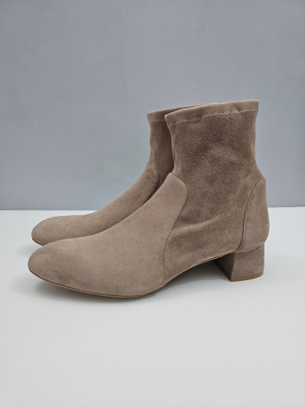 Stuart Weitzman Grace Sock Ankle Boots Womens 11 Cashmere Suede Block Heel